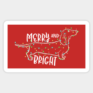 Merry and Bright Christmas Dachshund Sticker